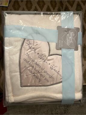 NEW Faith Hope Healing Comfort Blanket Plush White